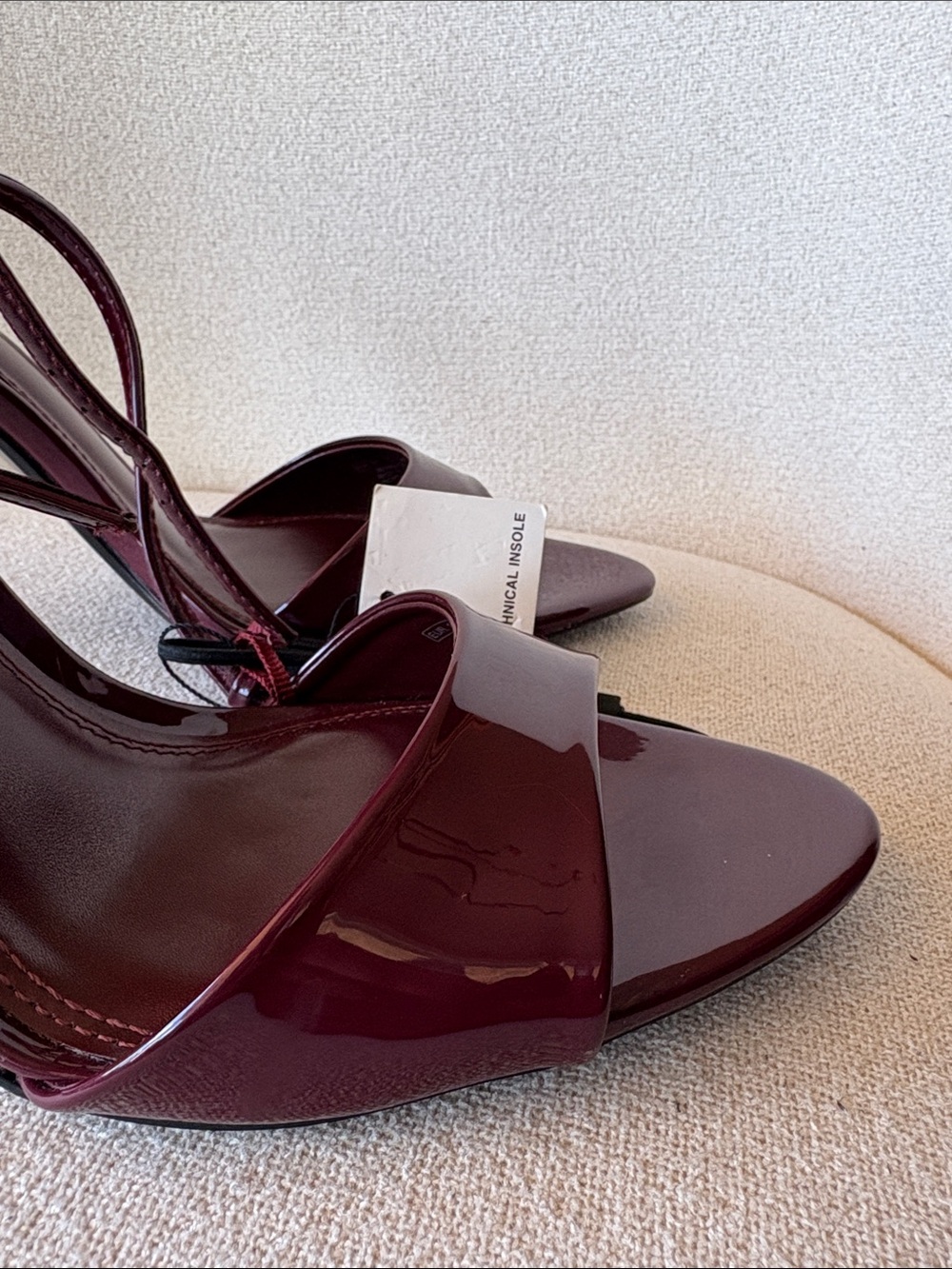 Zara Patent Strappy Heels in Deep Wine - Picture 3 of 9